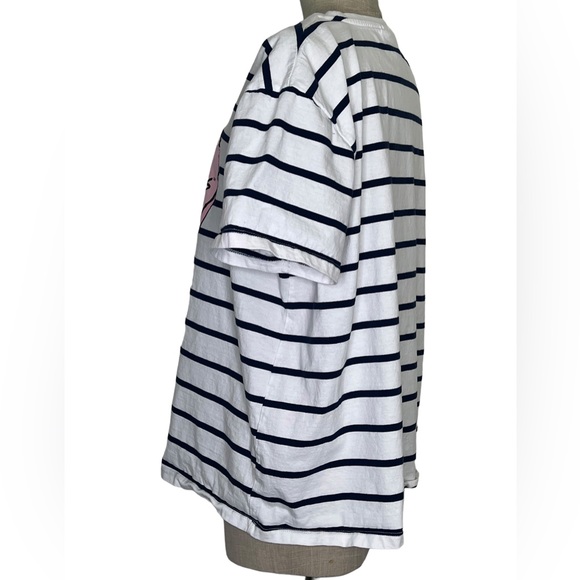 Friends TV Series Womens Tshirt White Blue Striped Short Sleeve Plus Size Heart - Picture 9 of 12